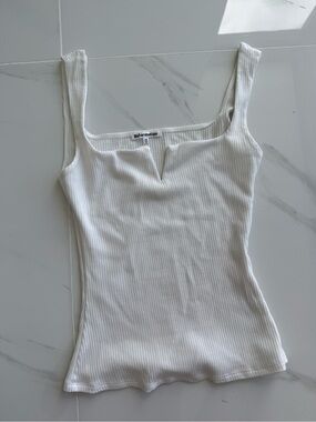 Reformation White Ribbed Square V-Notch Tank